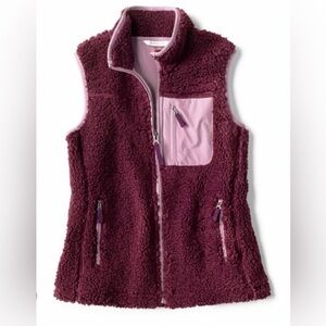 Orvis Burgundy and Pink Fleece Vest Size: Medium Flawed